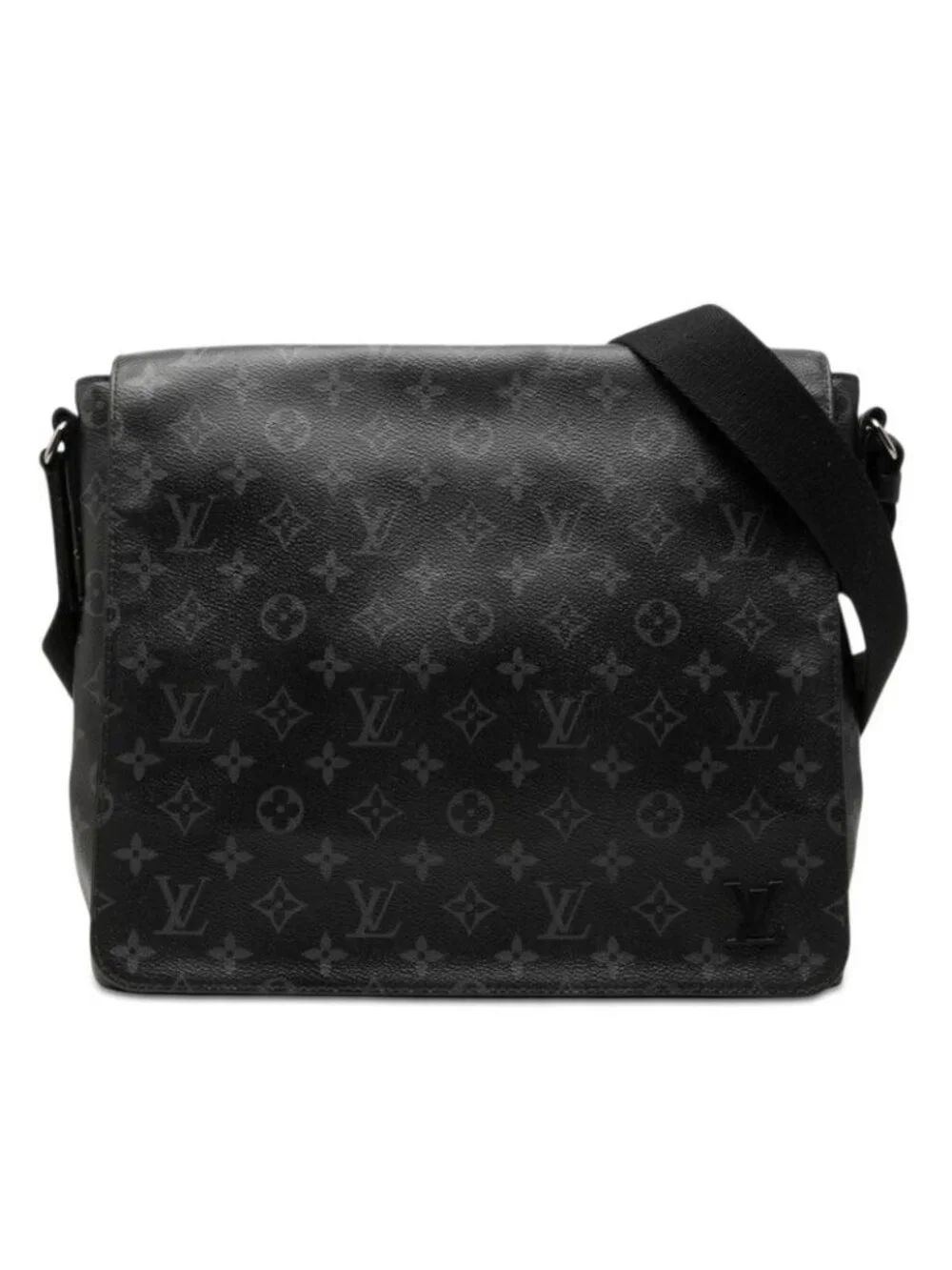 Louis Vuitton Monogram Eclipse District MM NM Crossbody Shoulder Bag Black